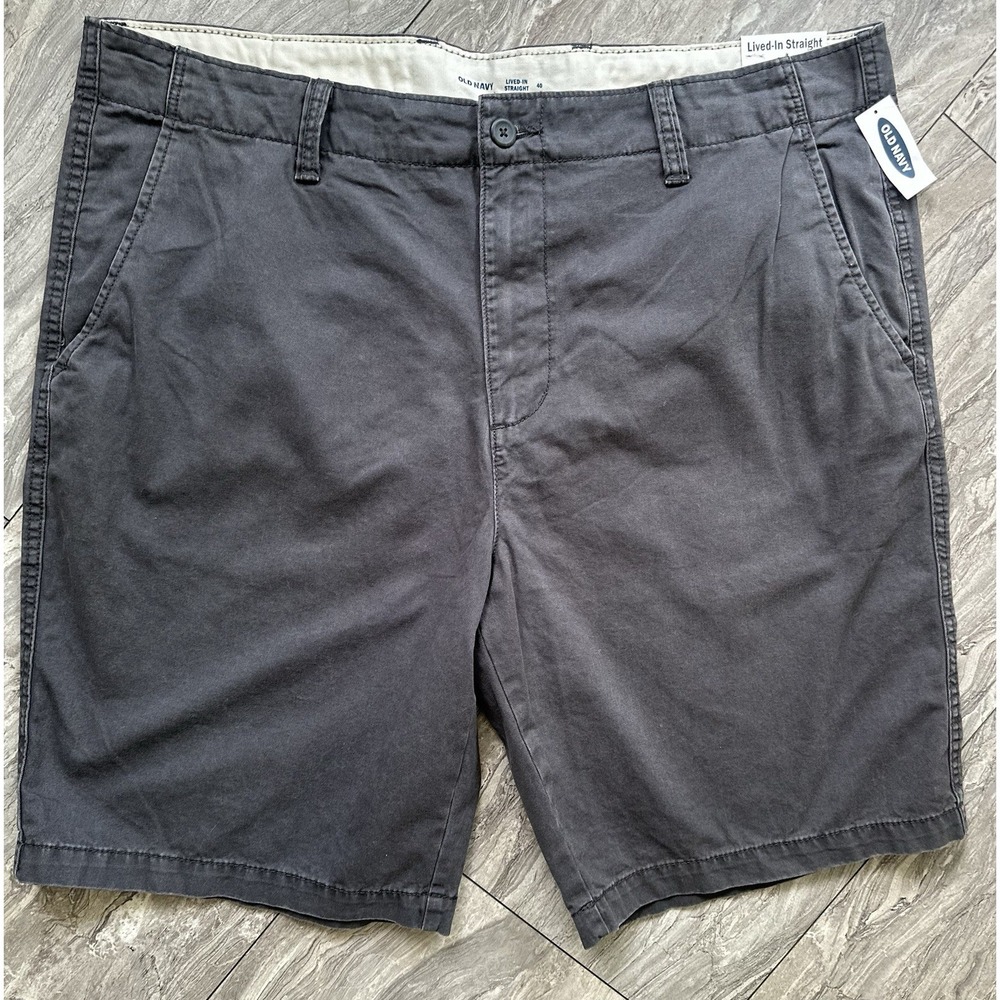 Old Navy Lived-In Straight Chino Shorts Mens 40 Gray 10" 100% Cotton NWT 0335